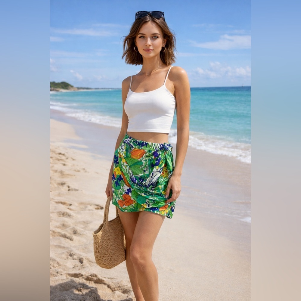 Roseanna Paris Silk-Blend Floral Faux Wrap Mini Skirt Sz 40 Parisian Resort